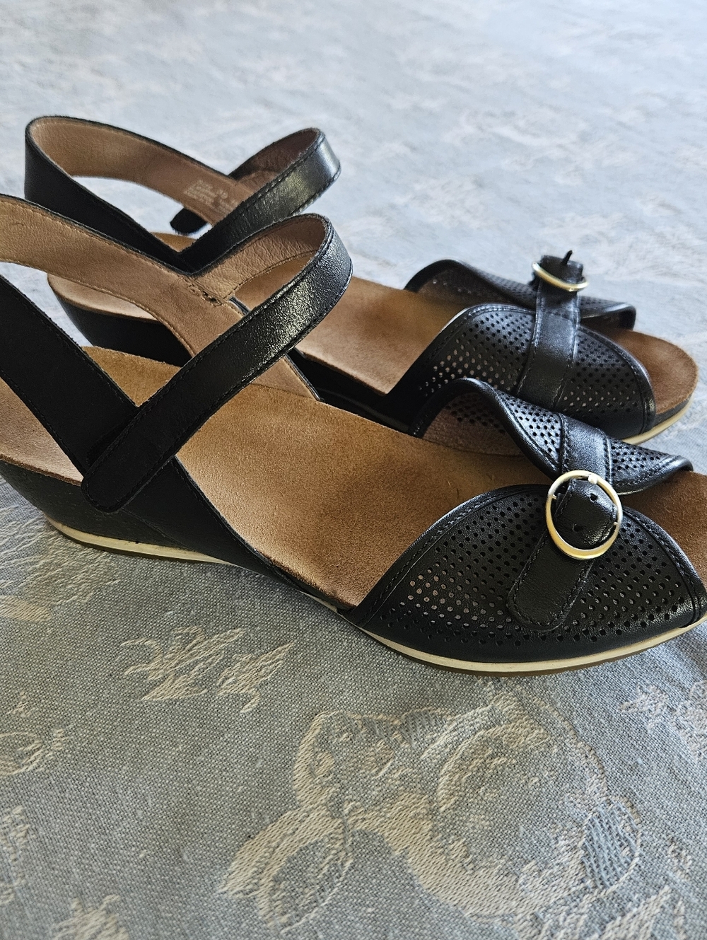 Dansko Black Sandals Wedge Heel  Double Adjustable Straps, Comfort Size 39 - Picture 2 of 9